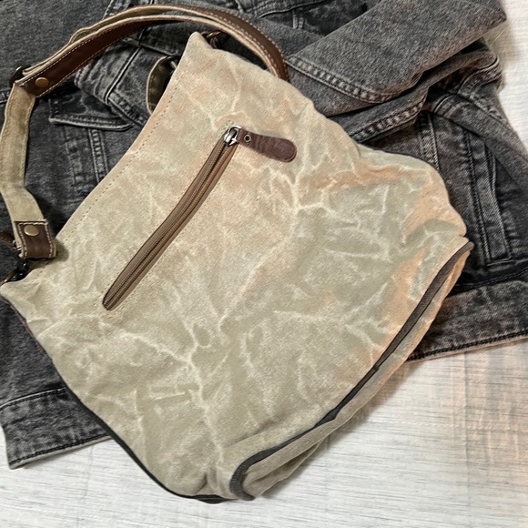 Canvas Shoulder Bag - Brown and Black by Myra Bag - Picture 3 of 11